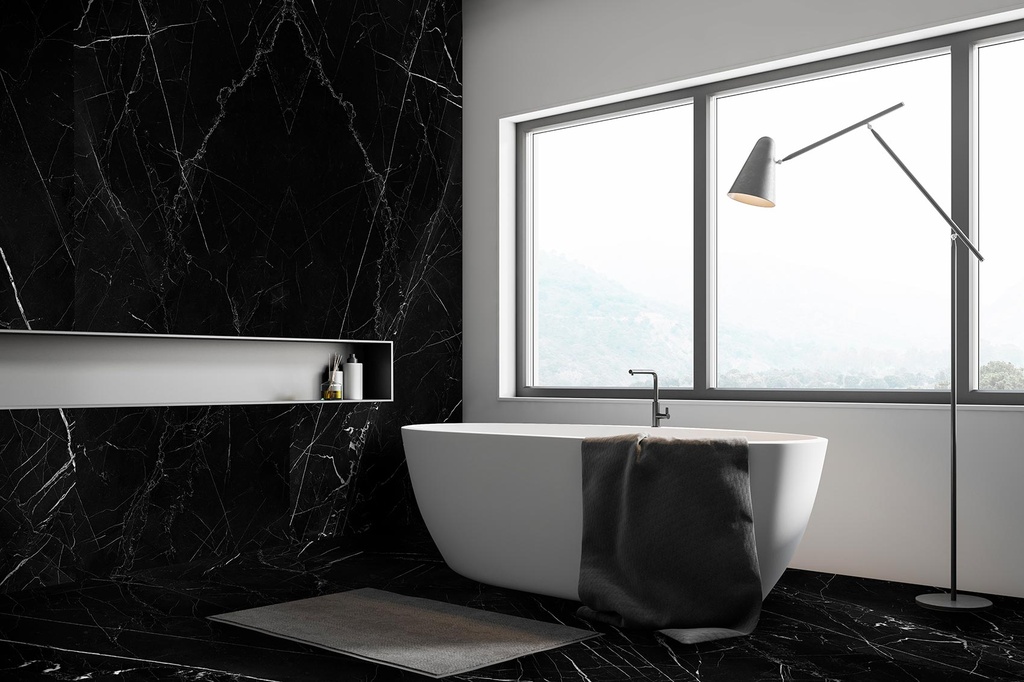[MAT-ARKLAM-NEGRO-MARQUINA-SILK-1000-X-3000-6MM] Feinsteinzeug — Negro Marquina Silk 1000 x 3000 - 6mm