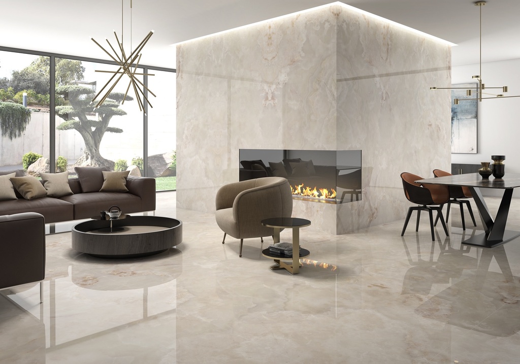 [MAT-ARKLAM-ONIX-BEIGE-POLISHED-1200-X-3000-6MM] Feinsteinzeug — Onix Beige Polished 1200 x 3000 - 6mm