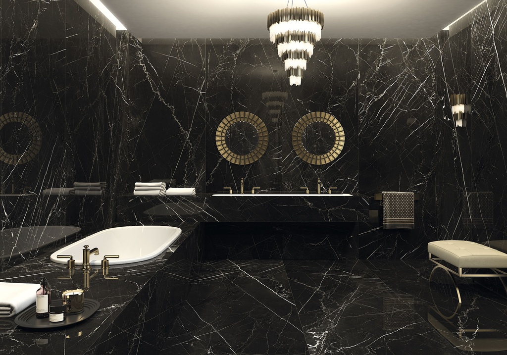 [MAT-ARKLAM-NEGRO-MARQUINA-POLISHED-1200-X-3000-6MM] Porcelaine — Negro Marquina Polished 1200 x 3000 - 6mm